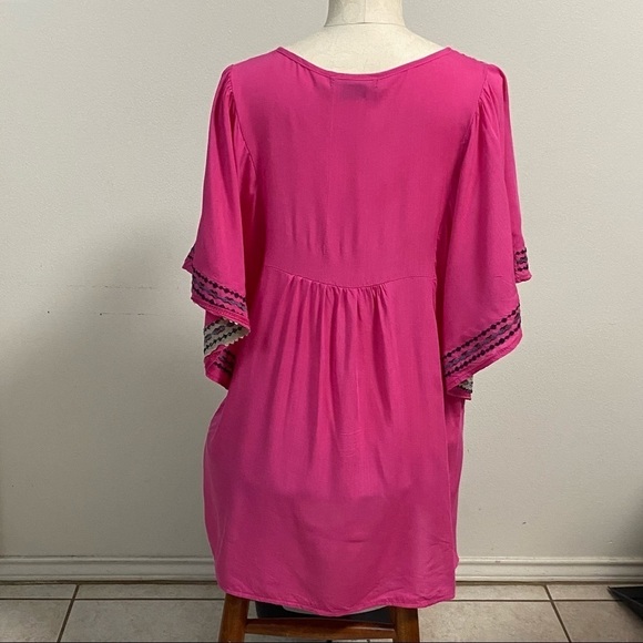 Velzera Top Women’s Size L/XL Pink Embroidered Bohemian Tunic Top - Picture 2 of 13